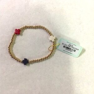 Enewton Cross 3 MM Gold Bracelet Red White and Blue